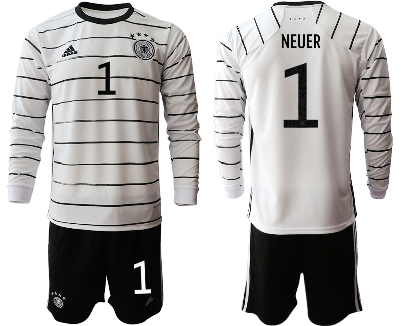 Men 2021 European Cup Germany home white Long sleeve #1 Soccer Jersey